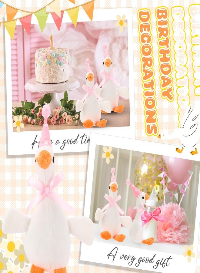 Vertintong 12 Pcs Silly Goose Plush Stuffed Animal Toy Birthday Decorations 8 inch One Silly Goose Baby Shower Party Favor Soft Duck Stuffed Animal with Birthday Hat for Girls Funny Party Supplies - Image 3